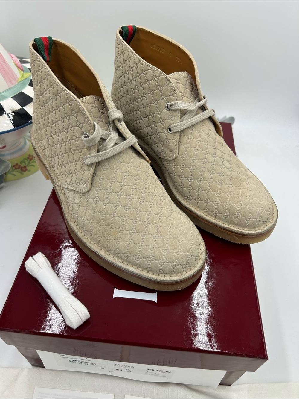 Men's Gucci GG monogram desert boots size 9 fits 10 US made in Italy
